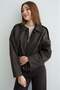 Zippered Oversized Denim Jacket - 7
