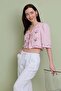 Front-Tie Floral Embroidered Muslin Fabric Blouse - 2