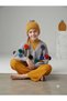 Girl's Pompom Gray Knitwear Cardigan Sleeveless Inner Badi Knitwear Pants Beret 4-Piece Set - 3