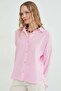 Basic Keten Görünümlü Oversize Gömlek - 6