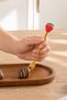 1761 Stainless Steel Strawberry Design Set of 6 Gold Color Fruit Forks 16.5cm - 3