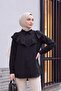 Robadan Ruffled Buttoned Rayon Tunic - Black