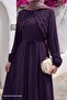 Purple Dress with Folded Detail on the Front and Belt - 4