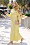 Buttoned Yellow Dress with Elastic Waist - 2