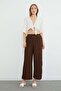 Elastic Waist Crepe Fabric Pocket Trousers