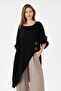 Women's Black Italian 100% Linen Long Linen Tunic with Deep Side Slits 40 - 44