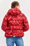 Women Camouflage Puffer Jacket, Red Combo - 3