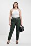 Women Skinny Fit Solid Slit Hem Pants, Army Green