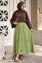 Bow Detail Elastic Waist Pistachio Green Skirt - 3