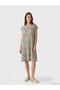 Original Oval Neckline Patterned A-Line Dress