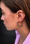 Bym082 Rose Gold Square Evil Eye Beaded Women's Steel Earrings Water Resistant 3 cm - 4