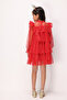 Red Foil Star Printed Layered Girls' Dress - 4