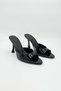Black Patent Leather Women's Heeled Slippers Pointed Toe Thin Heel Summer Mules - Lily - 5