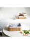 2-Piece Rectangular Bamboo Edge Organizer Basket Wooden Base - with Cloth 19X27X10Cm - 15X24X8Cm - 6