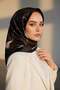 Twill Silk Chain Monogram Black - Cream Hand Stitching 90X90 Scarf