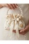 Ekru Cotton Satin Bag, with Crystal Glass Stone Decoration, Pearl Handle, Satin Folding Bag for Daily Use / Evening Gown / Event / Celebration