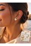 316L Stainless Steel Clover Earring Set Gold Color Zircon Detailed Women's Earrings Set of 6
