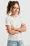 Girl's Short Sleeve T-Shirt with Stone Cherry Print, Ages 8-14, Ecru - 2