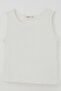 Girl's Thick Strap T-Shirt with Stone Accessories, Ages 9-14, Ecru - 5