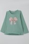 Girl's Long Sleeve T-Shirt with Friends Theme Little Teddy Bears 3-8 Years Old, Water Green - 4