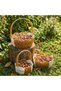 Interlocking Set of Strappy Double-Colored Round Wavy Shaped Rattan Baskets – Wicker Basket Set - 2