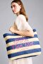 Women's Embroidered Navy Blue Beach Bag G8714Axns
