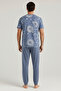 Cotton Short Sleeve Pajama Set Indigo - 3