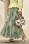 Shadow Flower Pattern Chiffon Satin Skirt Mint Green - 3