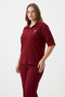 Women's Daily Buttoned Shirt Collar Pants Set - Burumuc Kumaş - 2