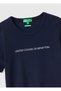 Women's Navy Blue 100% Cotton Logo Printed Crew Neck T-Shirt - 8