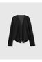 Women's black viscose blend long sleeve cardigan - 2