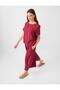 Red Elastic Waist Wide Leg Midi Modal Trousers - 4