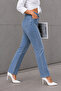 Women's Straight-Leg High-Waist Regular Fit Stretch Fabric Pants-C607-Light Blue - 7