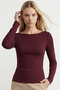 Jerdev Soft Touch Slim Fit Boat Neck Long Sleeve Women's Blouse & Top - Dark Burgundy