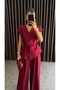 Women's Tie-Waist Vest Suit Burgundy - 5