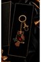 Premium Red Stone Owl Keychain and Bag Accessory Gift Set - 2