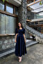 NAVY BLUE SATIN DREAM DRESS - 3