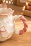 Handmade Ceramic Mug with Bow and Heart Pattern |   Decorative Gift Mug - 2