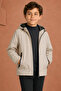 Boy's Stone Lined Water and Windproof Hooded Double Zipper Pocket Raincoat - 4