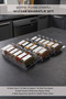 18-Piece Glass Spice Rack Set – with Plexi Stand, White Label, Silver Lid |   Drawer and Countertop Spice Rack Set