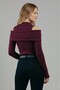 Women's New Product Burgundy Modanna Collar Spanish Sleeve Turtleneck Wrinkled Fabric Blouse - 4
