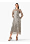 Embellished Sequin Party Dress with Long Sleeves - 4