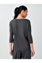 Anthracite Long Sleeve Boat Neck Straight Cut Knitted Blouse - 4