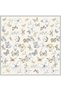 Beige object pattern 100% twill silk scarf 4329-82 - 3