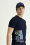 Crew Neck Slim Fit Slim Fit Printed Cotton T-Shirt - 4