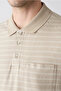 Regular Fit Buttoned Polo Collar Striped Pocket 100% Cotton T-Shirt - 3