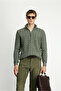 Half Turtleneck Regular Fit Zippered Patterned Knitted Wool Sweater