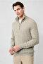 Half Turtleneck Regular Fit Zippered Patterned Knitted Wool Sweater - 4