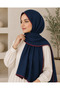 شال Enba حواف أسطوانية Aqua لون سادة مقاس 85x190 سم - أزرق داكن