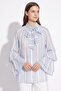 Striped Flywheel Sleeve Tunic 5402 - Baby Blue